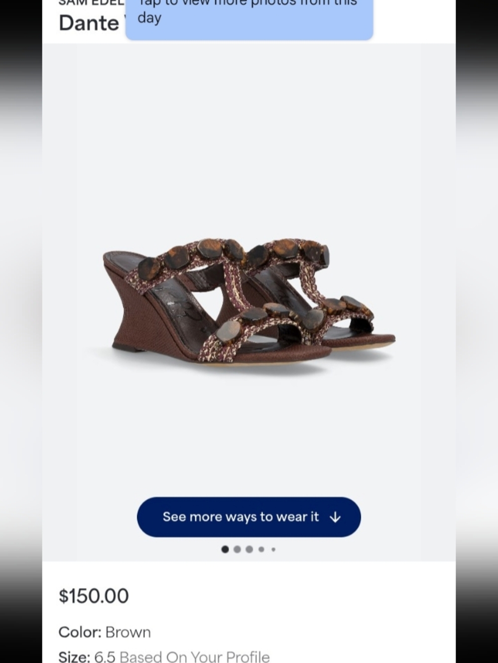 Sam Edelman Brown Beaded Wedge Sandal